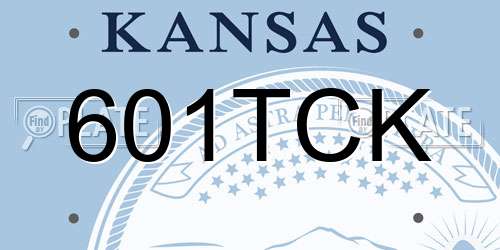601TCK Kansas License Plate