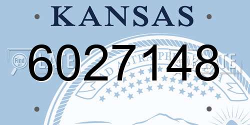 6027148 Kansas License Plate