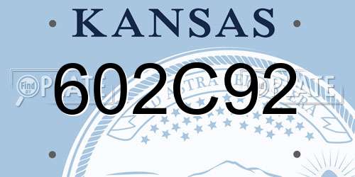 602C92 Kansas License Plate