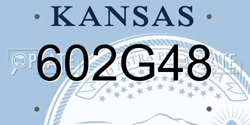 602G48 Kansas License Plate
