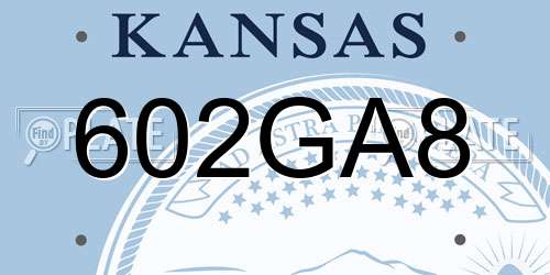 602GA8 Kansas License Plate