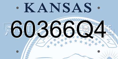 60366Q4 Kansas License Plate