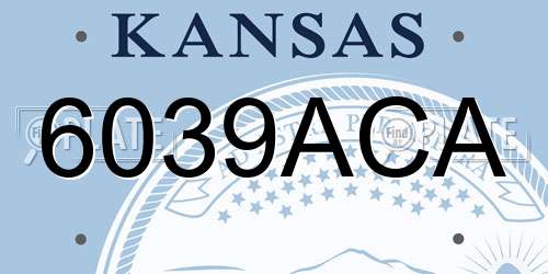 6039ACA Kansas License Plate