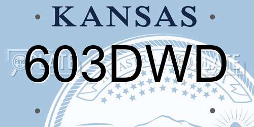 603DWD Kansas License Plate