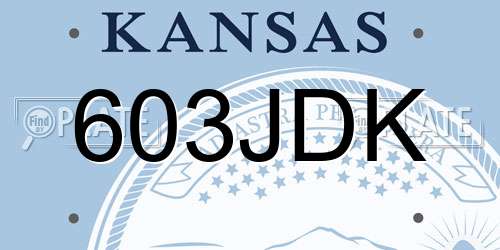 603JDK Kansas License Plate