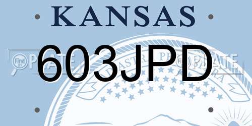 603JPD Kansas License Plate