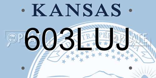 603LUJ Kansas License Plate