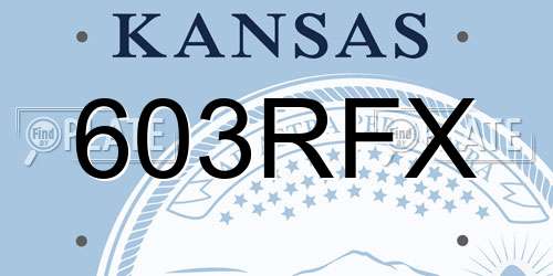603RFX Kansas License Plate