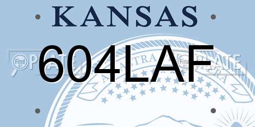 604LAF Kansas License Plate