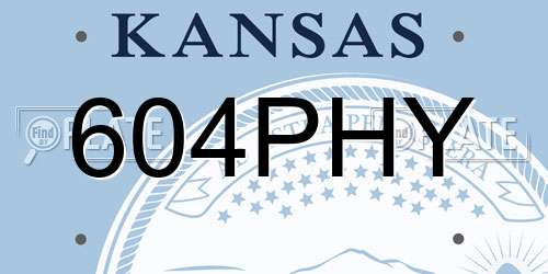604PHY Kansas License Plate