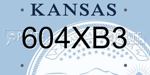 604XB3 Kansas License Plate