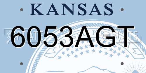 6053AGT Kansas License Plate