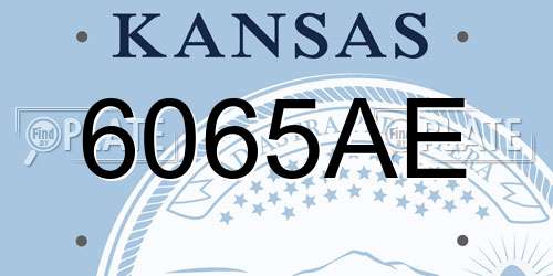 6065AE Kansas License Plate