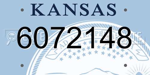 6072148 Kansas License Plate