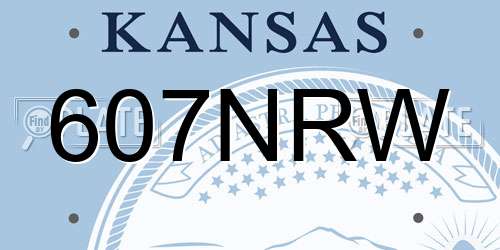 607NRW Kansas License Plate
