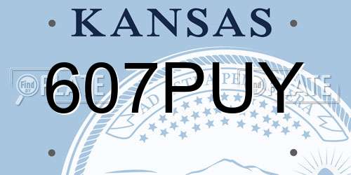 607PUY Kansas License Plate