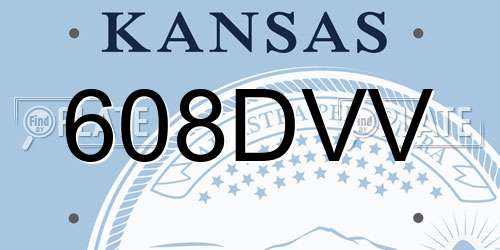 608DVV Kansas License Plate