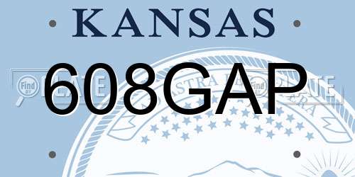 608GAP Kansas License Plate