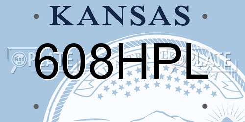 608HPL Kansas License Plate