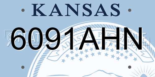 6091AHN Kansas License Plate