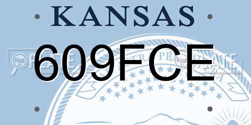 609FCE Kansas License Plate