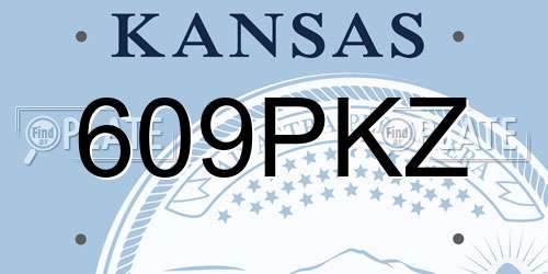 609PKZ Kansas License Plate