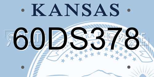 60DS378 Kansas License Plate