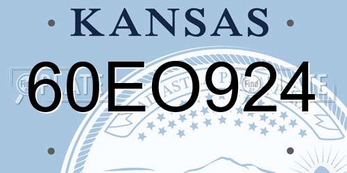 60EO924 Kansas License Plate