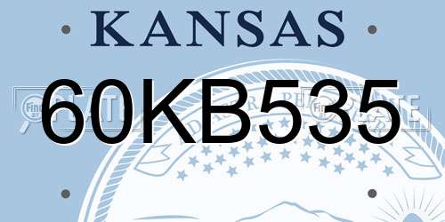 60KB535 Kansas License Plate
