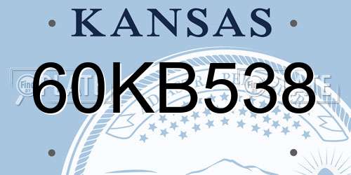 60KB538 Kansas License Plate
