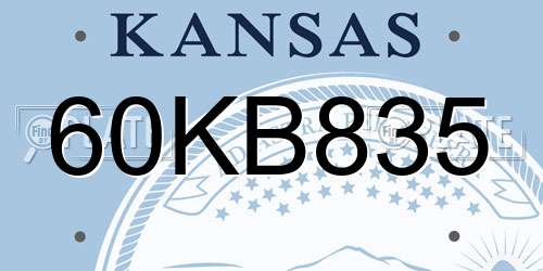 60KB835 Kansas License Plate