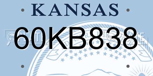 60KB838 Kansas License Plate