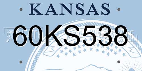 60KS538 Kansas License Plate