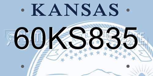 60KS835 Kansas License Plate
