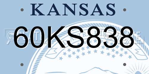 60KS838 Kansas License Plate