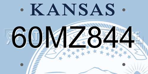 60MZ844 Kansas License Plate