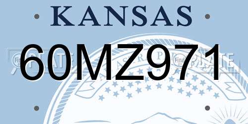 60MZ971 Kansas License Plate