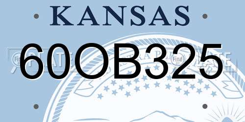 60OB325 Kansas License Plate