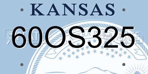 60OS325 Kansas License Plate