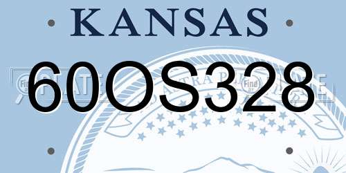 60OS328 Kansas License Plate