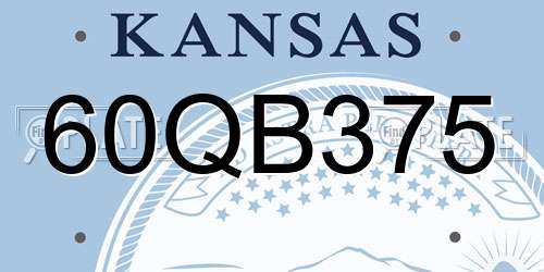 60QB375 Kansas License Plate