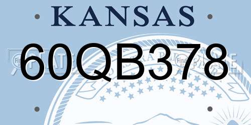 60QB378 Kansas License Plate