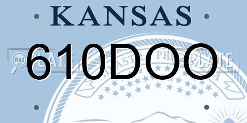 610DOO Kansas License Plate