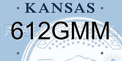 612GMM Kansas License Plate