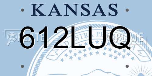 612LUQ Kansas License Plate