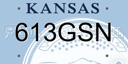 613GSN Kansas License Plate