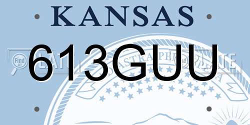 613GUU Kansas License Plate