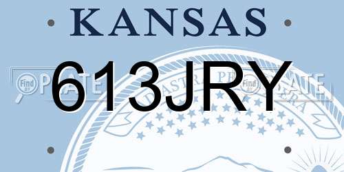 613JRY Kansas License Plate