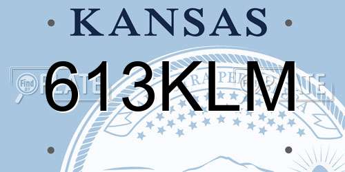 613KLM Kansas License Plate