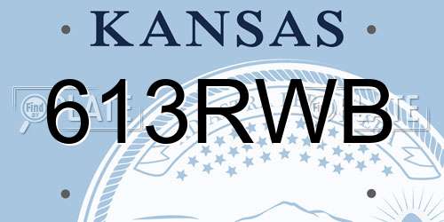 613RWB Kansas License Plate